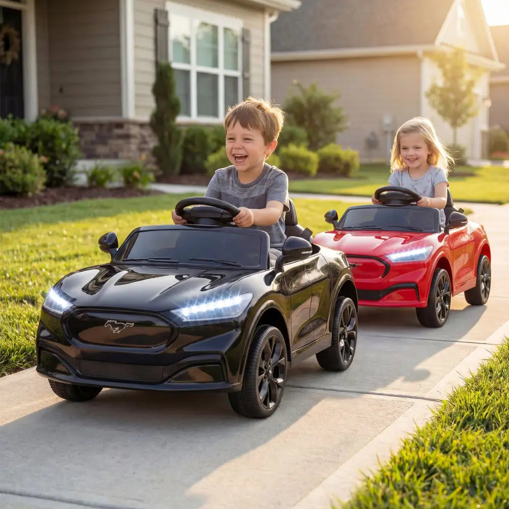 12V Kids Ride on Car Licensed Ford Mach E with Parent Control and Horn-Black - Black - Powered Ride On Toys