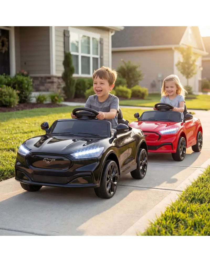 12V Kids Ride on Car Licensed Ford Mach E with Parent Control and Horn-Black - Black - Powered Ride On Toys