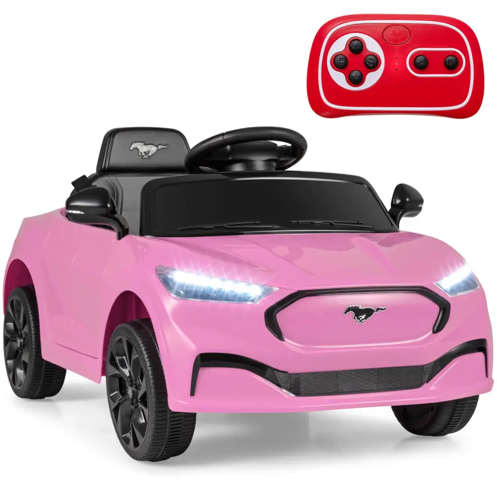 12V Kids Ride on Car Licensed Ford Mach E with Parent Control and Horn-Pink - Pink - Powered Ride On Toys