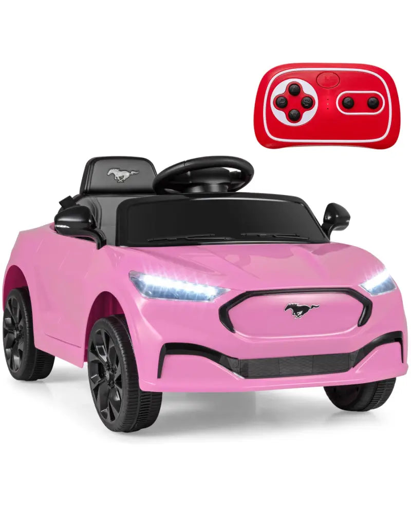 12V Kids Ride on Car Licensed Ford Mach E with Parent Control and Horn-Pink - Pink - Powered Ride On Toys