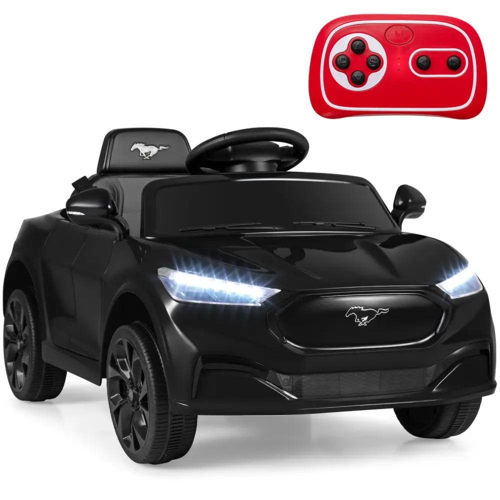12V Kids Ride on Car Licensed Ford Mach E with Parent Control and Horn-Black - Black - Powered Ride On Toys