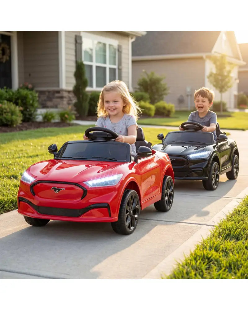 12V Kids Ride on Car Licensed Ford Mach E with Parent Control and Horn-Red - Red - Powered Ride On Toys
