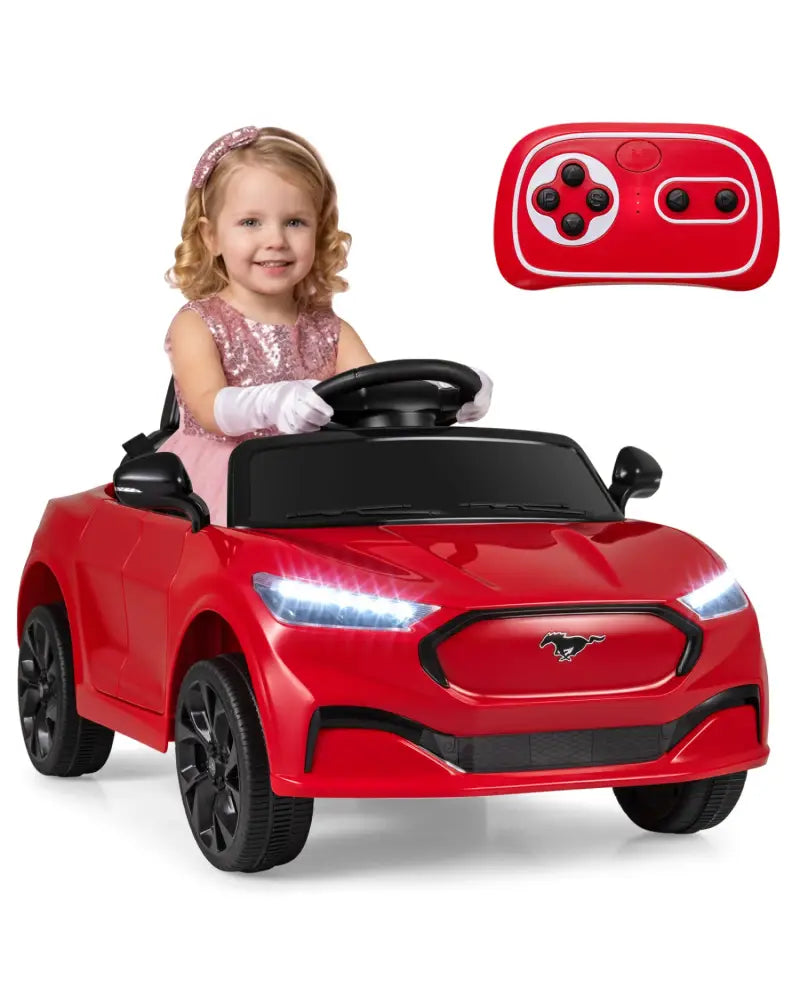 12V Kids Ride on Car Licensed Ford Mach E with Parent Control and Horn-Red - Red - Powered Ride On Toys