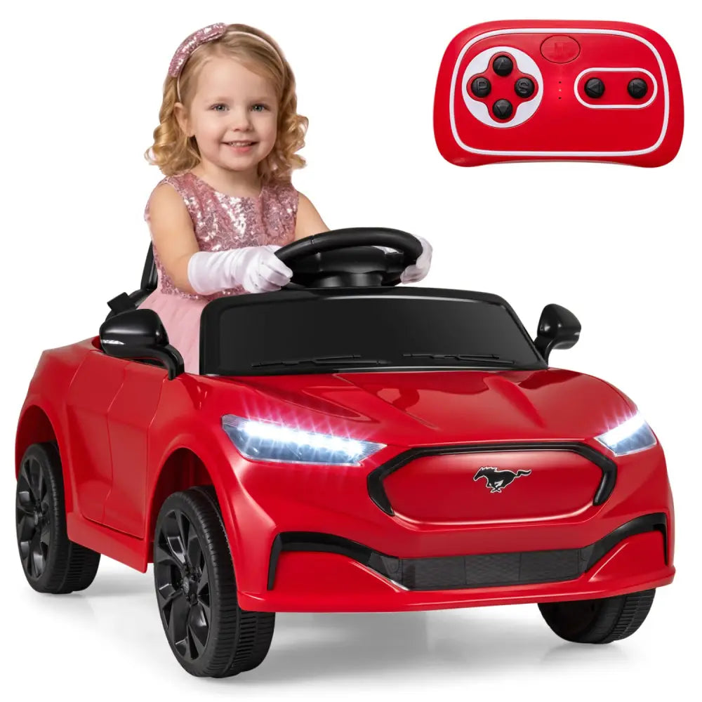 12V Kids Ride on Car Licensed Ford Mach E with Parent Control and Horn-Red - Red - Powered Ride On Toys