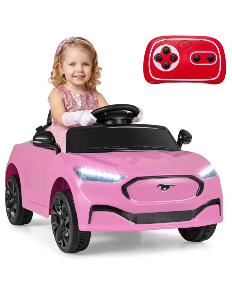 12V Kids Ride on Car Licensed Ford Mach E with Parent Control and Horn-Pink - Pink - Powered Ride On Toys