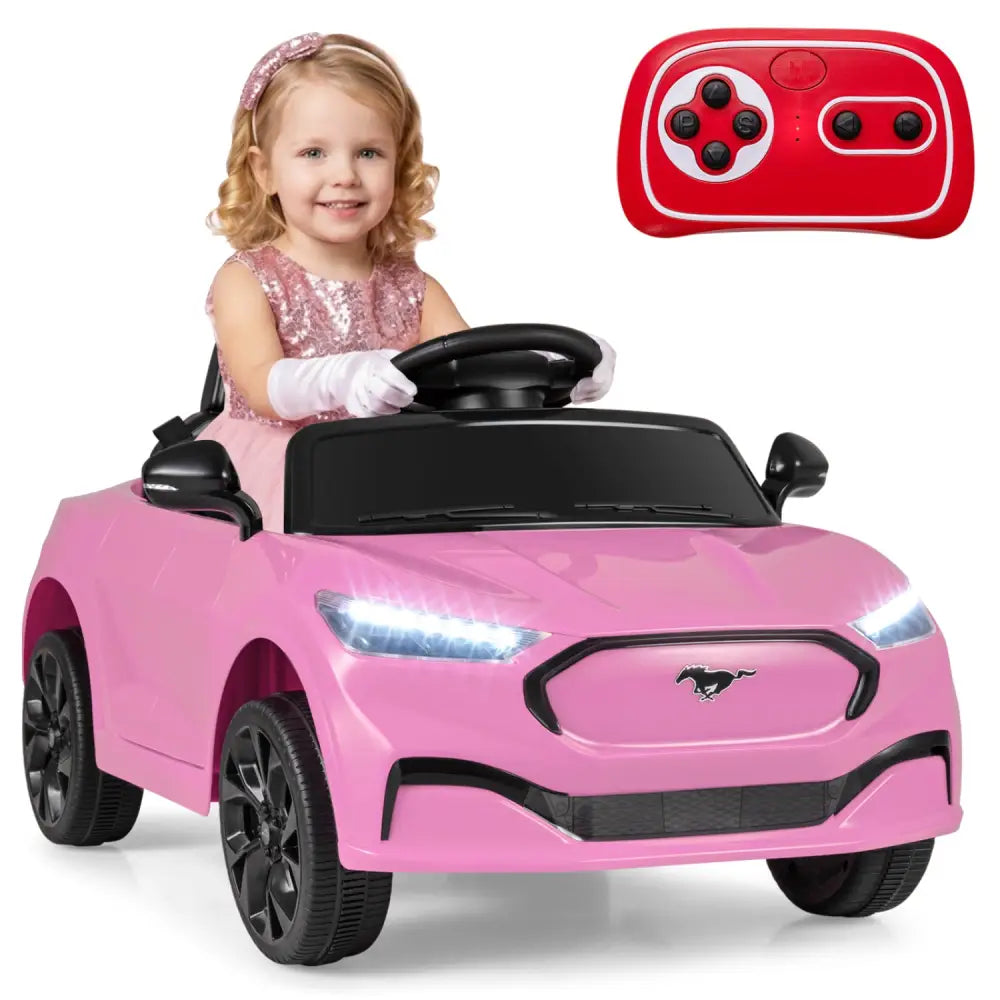 12V Kids Ride on Car Licensed Ford Mach E with Parent Control and Horn-Pink - Pink - Powered Ride On Toys