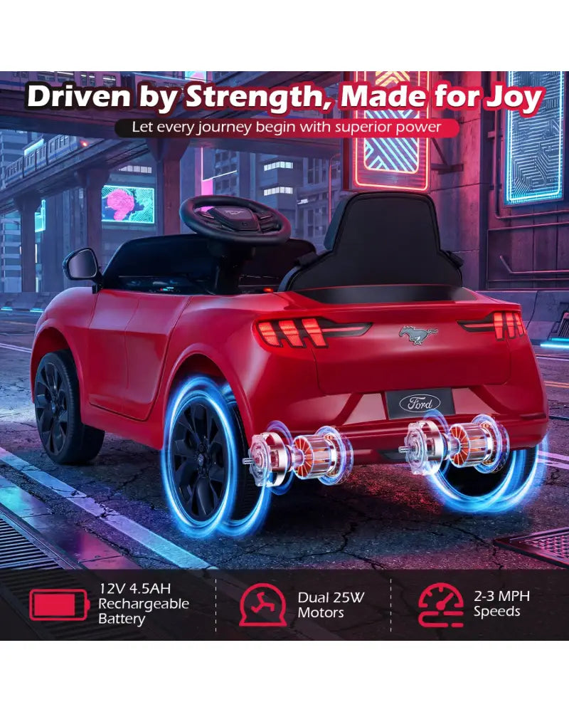 12V Kids Ride on Car Licensed Ford Mach E with Parent Control and Horn-Red - Red - Powered Ride On Toys