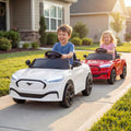 12V Kids Ride on Car Licensed Ford Mach E with Parent Control and Horn-White - White - Powered Ride On Toys