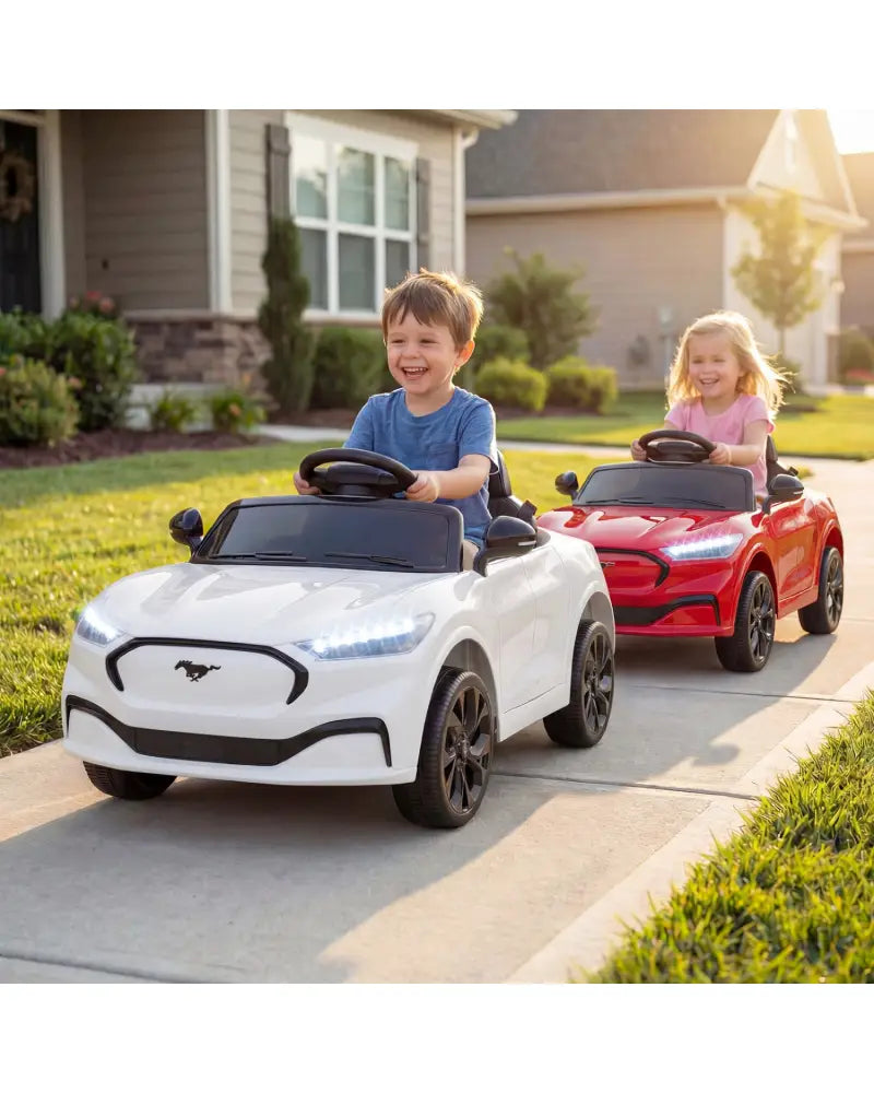 12V Kids Ride on Car Licensed Ford Mach E with Parent Control and Horn-White - White - Powered Ride On Toys