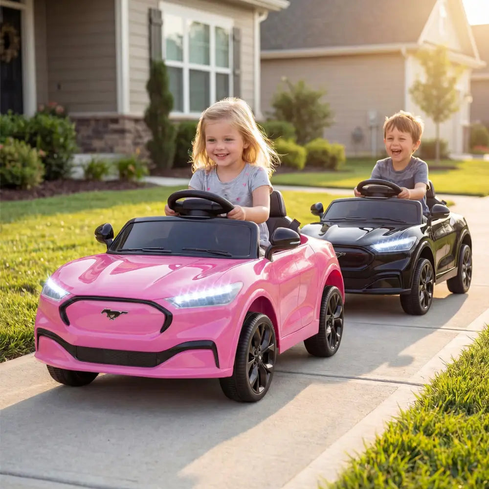 12V Kids Ride on Car Licensed Ford Mach E with Parent Control and Horn-Pink - Pink - Powered Ride On Toys