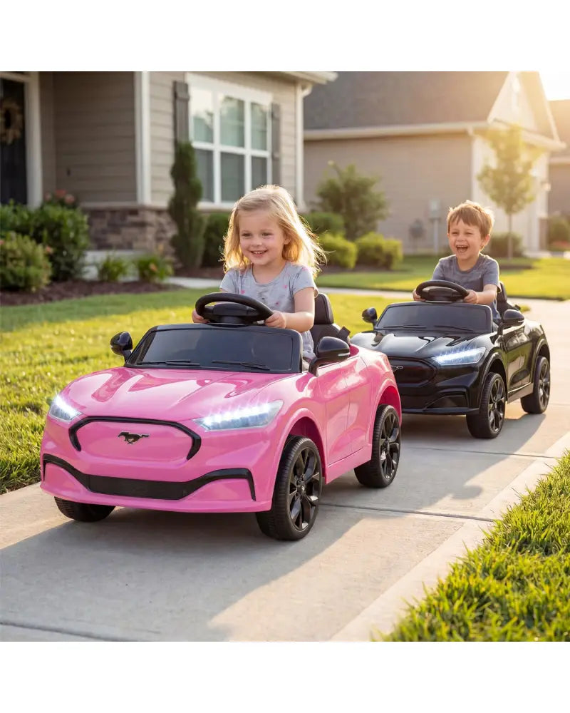 12V Kids Ride on Car Licensed Ford Mach E with Parent Control and Horn-Pink - Pink - Powered Ride On Toys