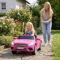 12V Kids Ride on Car Licensed Mercedes-Benz with Remote and Music-Pink - Pink - Powered Ride On Toys