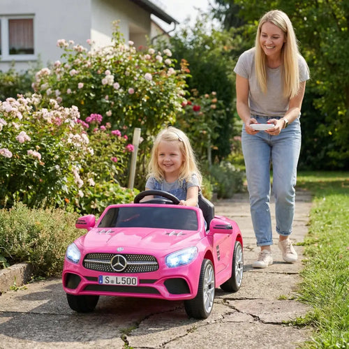 12V Kids Ride on Car Licensed Mercedes-Benz with Remote and Music-Pink - Pink - Powered Ride On Toys