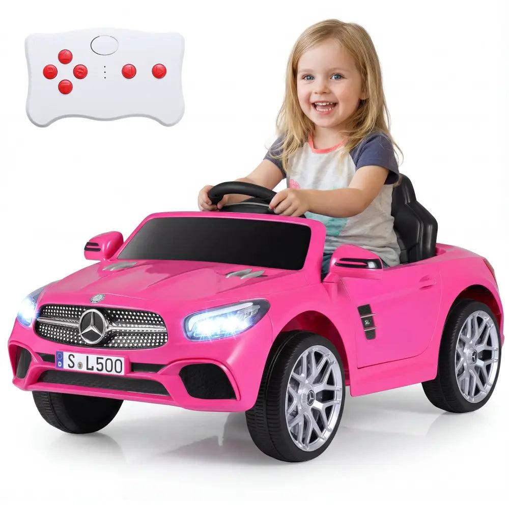 12V Kids Ride on Car Licensed Mercedes-Benz with Remote and Music-Pink - Pink - Powered Ride On Toys
