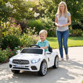 12V Kids Ride on Car Licensed Mercedes-Benz with Remote and Music-White - White - Powered Ride On Toys