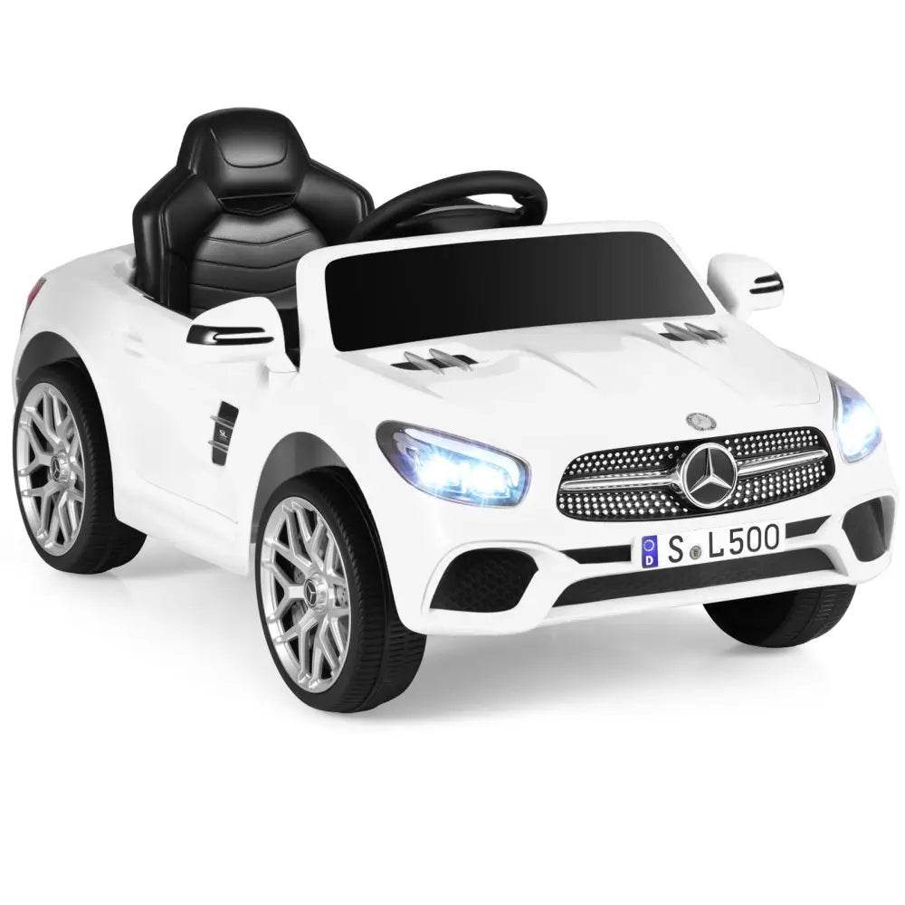 12V Kids Ride on Car Licensed Mercedes-Benz with Remote and Music-White - White - Powered Ride On Toys