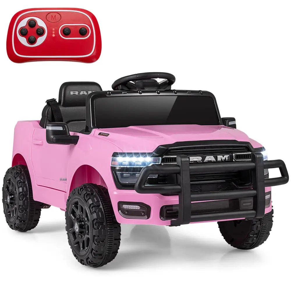 12V Kids Ride On Car Licensed RAM 3500 Electric Vehicle with Remote Control-Pink - Pink - Powered Ride On Toys