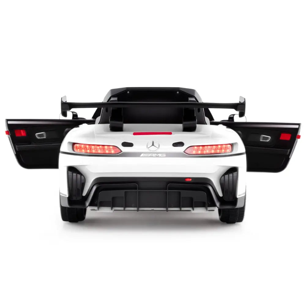 12V Kids Ride-On Car Mercedes-AMG GT3 Licensed with Adjustable Speed-White - White - Powered Ride On Toys