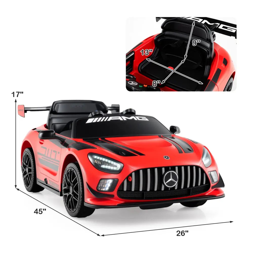 12V Kids Ride-On Car Mercedes-AMG GT3 Licensed with Adjustable Speed-Red - Red - Powered Ride On Toys
