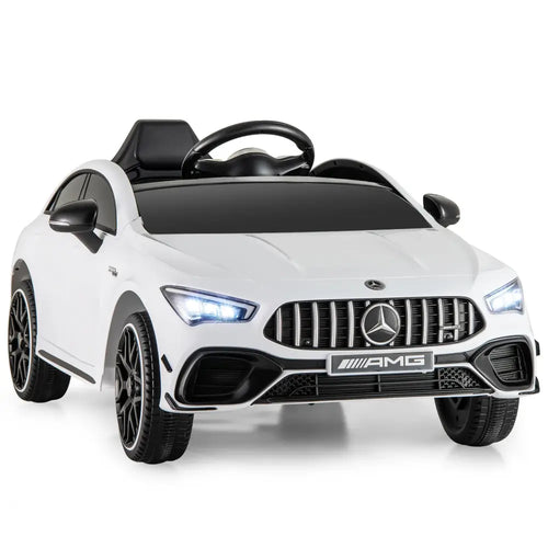 12V Kids Ride on Car Mercedes-Benz AMG CLA 45 with Remote-White - White - Powered Ride On Toys