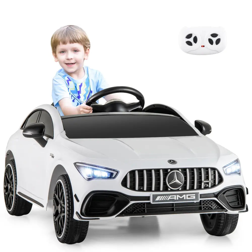 12V Kids Ride on Car Mercedes-Benz AMG CLA 45 with Remote-White - White - Powered Ride On Toys