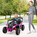 12V Kids Ride On Car UTV Electric Vehicle with LED Lights Music and Horn-Hot Pink - Hot Pink - Powered Ride On Toys