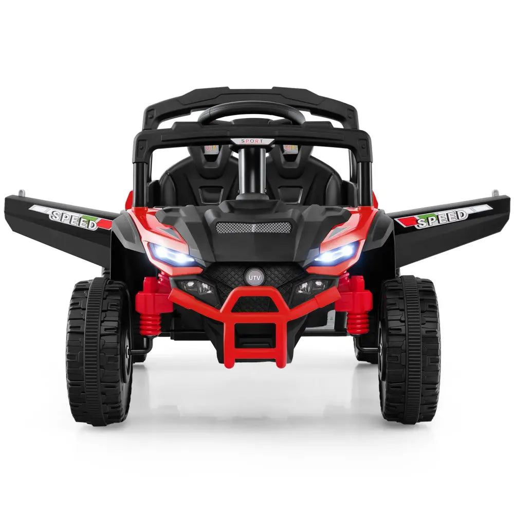 12V Kids Ride On Car UTV Electric Vehicle with LED Lights Music and Horn-Red - Red - Powered Ride On Toys