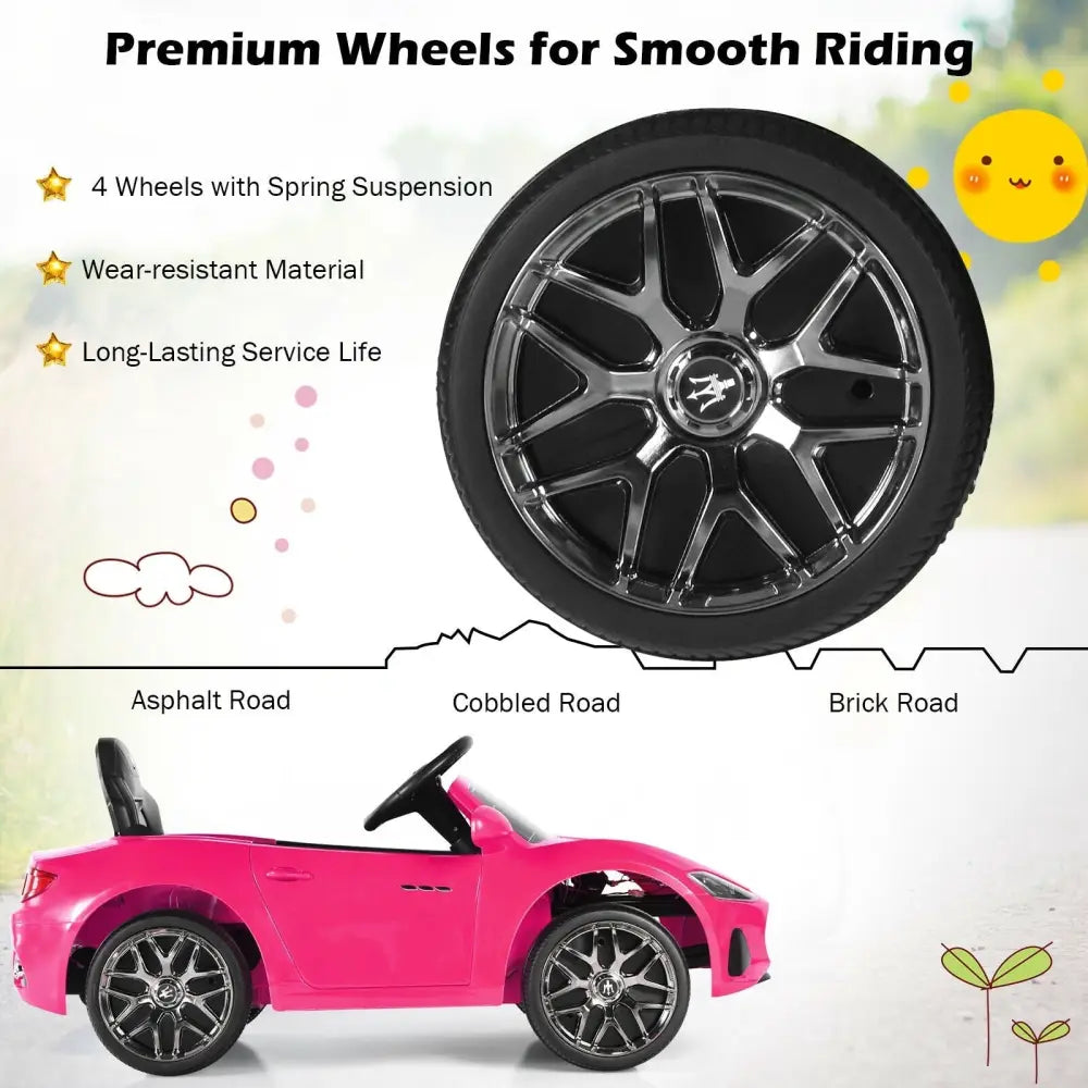 12V Kids Ride - On Car with Remote Control and Lights - Pink - Oasis Home Essentials