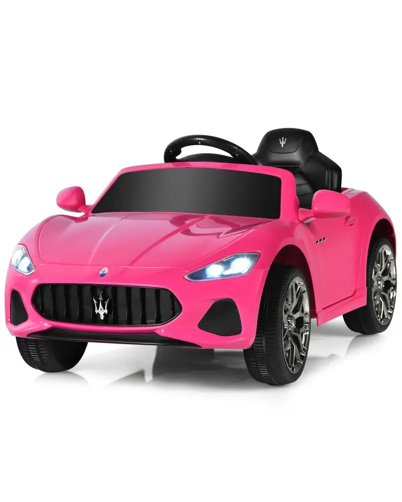 12V Kids Ride-On Car with Remote Control and Lights-Pink - Pink - Powered Ride On Toys