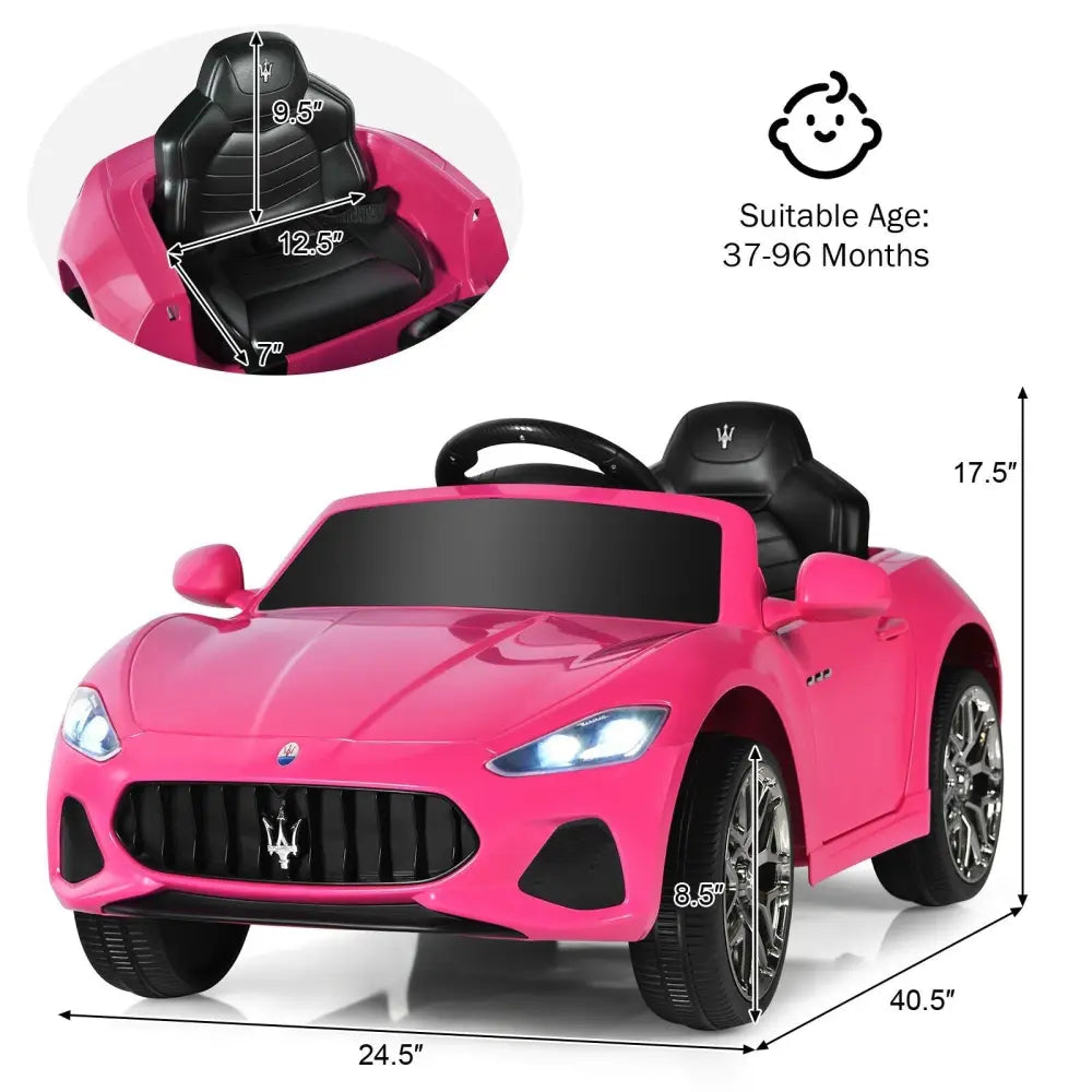 12V Kids Ride - On Car with Remote Control and Lights - Pink - Oasis Home Essentials
