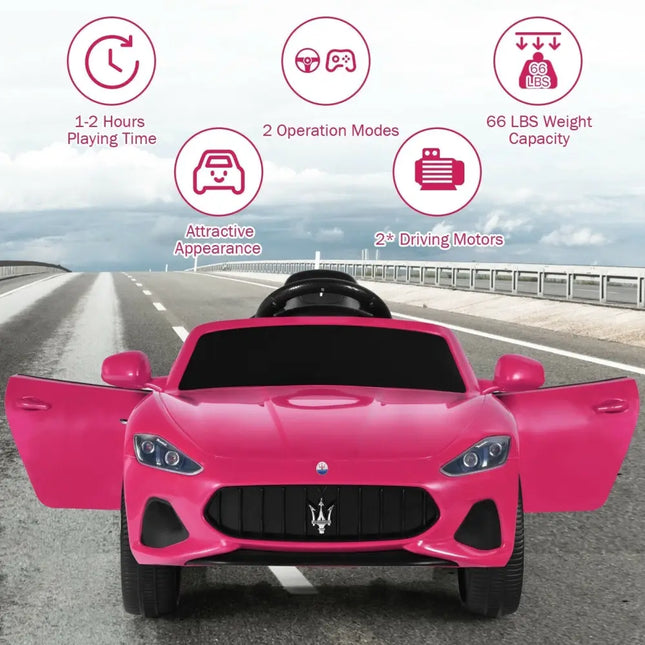 12V Kids Ride - On Car with Remote Control and Lights - Pink - Oasis Home Essentials