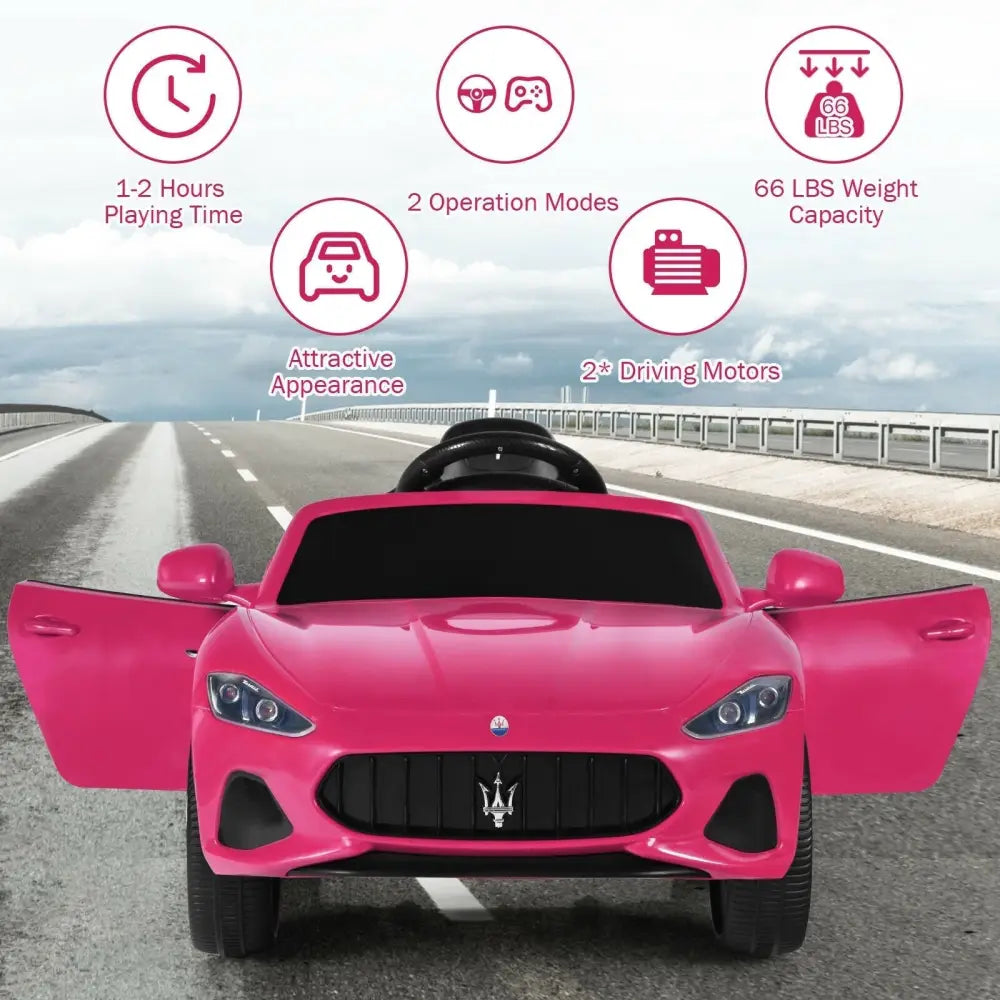 12V Kids Ride - On Car with Remote Control and Lights - Pink - Oasis Home Essentials