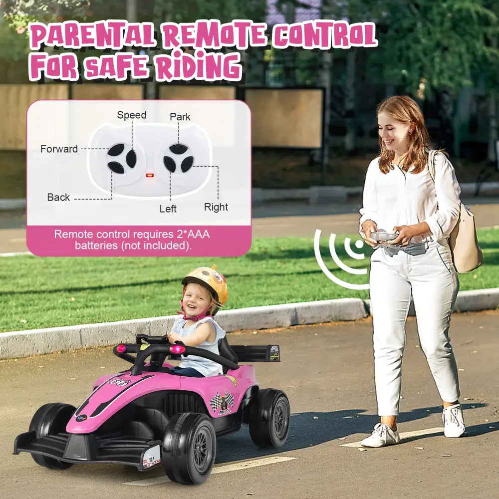 12V Kids Ride on Electric Formula Racing Car with Remote Control-Pink - Pink - Powered Ride On Toys