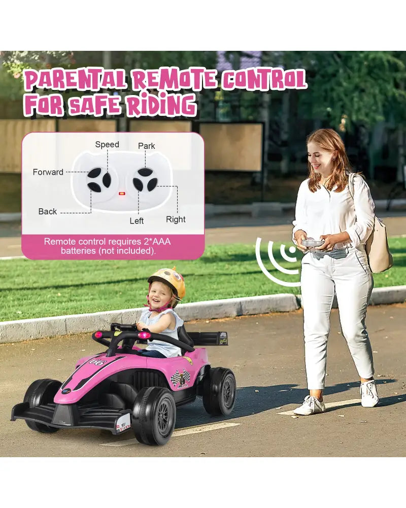 12V Kids Ride on Electric Formula Racing Car with Remote Control-Pink - Pink - Powered Ride On Toys