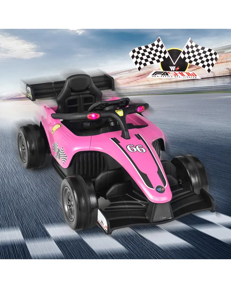 12V Kids Ride on Electric Formula Racing Car with Remote Control-Pink - Pink - Powered Ride On Toys