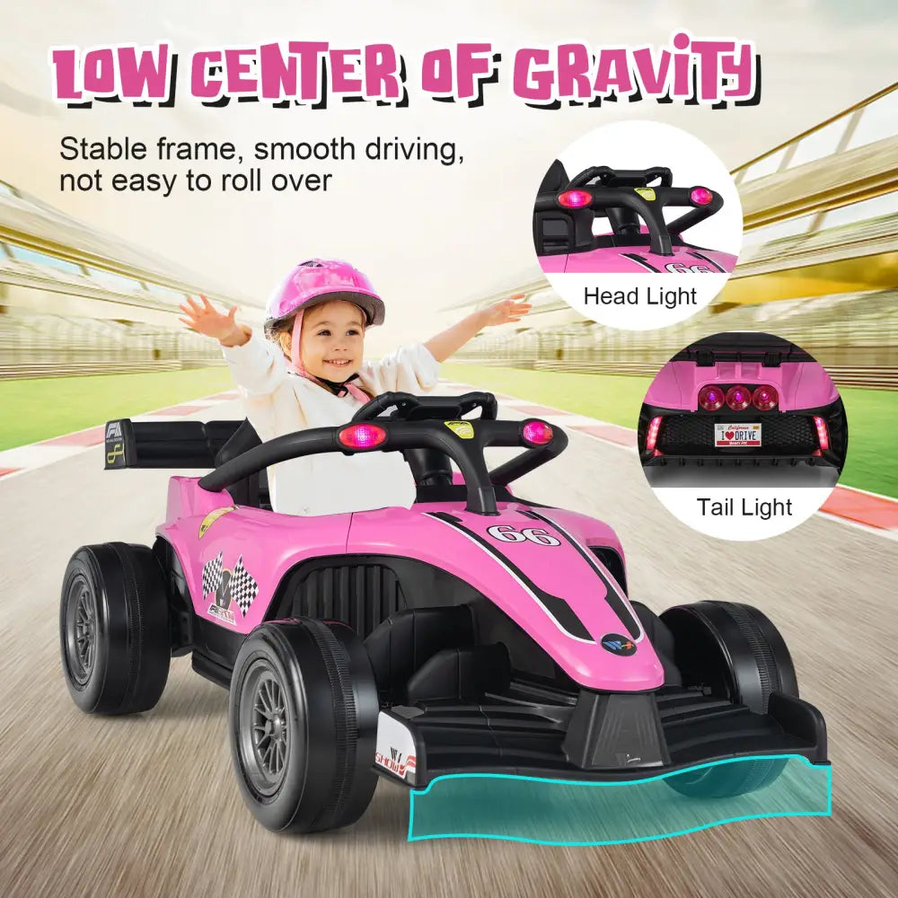 12V Kids Ride on Electric Formula Racing Car with Remote Control-Pink - Pink - Powered Ride On Toys