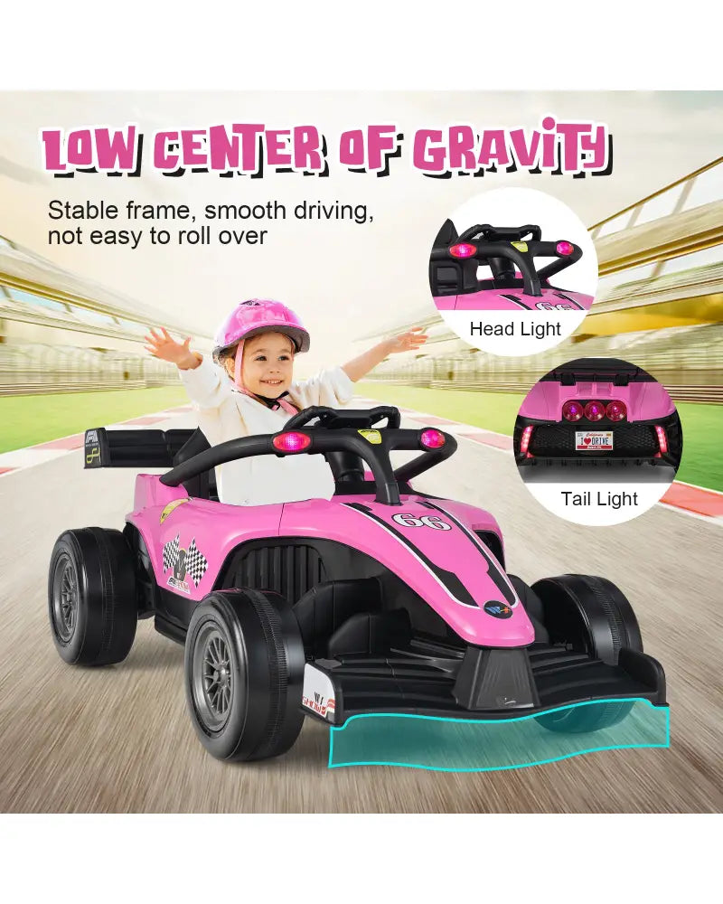 12V Kids Ride on Electric Formula Racing Car with Remote Control-Pink - Pink - Powered Ride On Toys