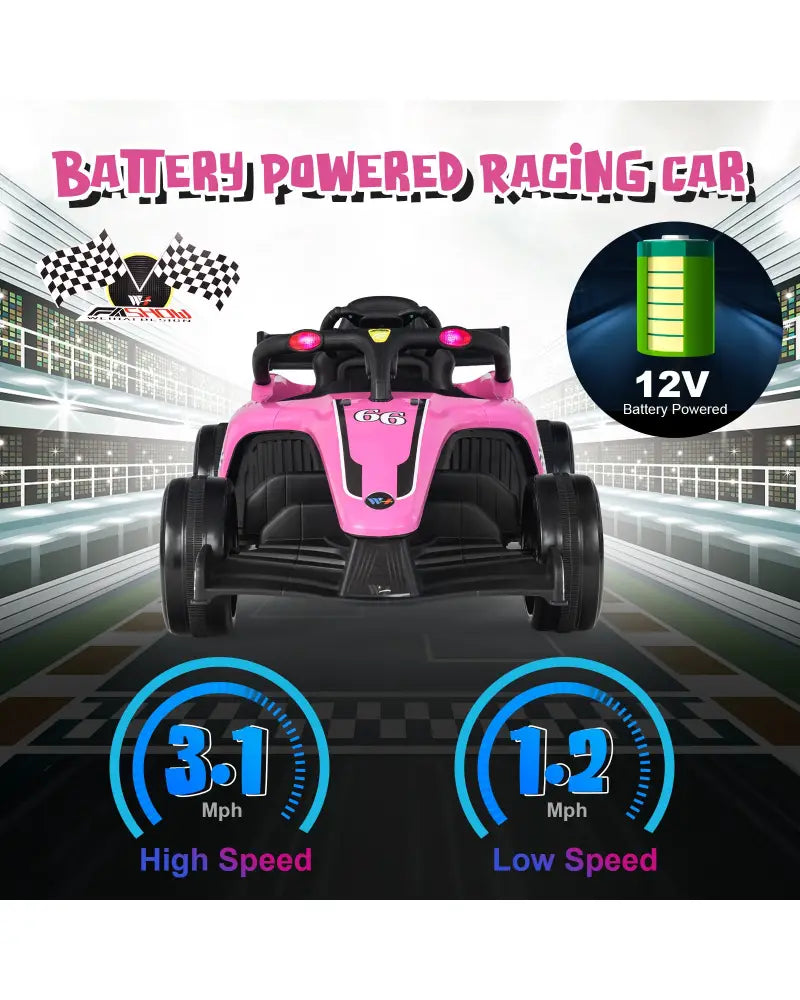 12V Kids Ride on Electric Formula Racing Car with Remote Control-Pink - Pink - Powered Ride On Toys