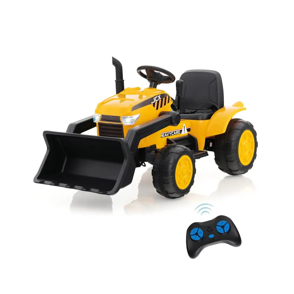 12V Kid’s Ride on Excavator with Adjustable Digging Bucket-Yellow - Yellow - Powered Ride On Toys