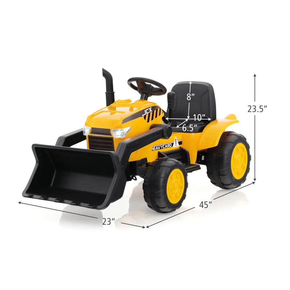 12V Kid’s Ride on Excavator with Adjustable Digging Bucket-Yellow - Yellow - Powered Ride On Toys