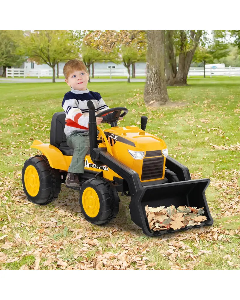 12V Kid’s Ride on Excavator with Adjustable Digging Bucket-Yellow - Yellow - Powered Ride On Toys