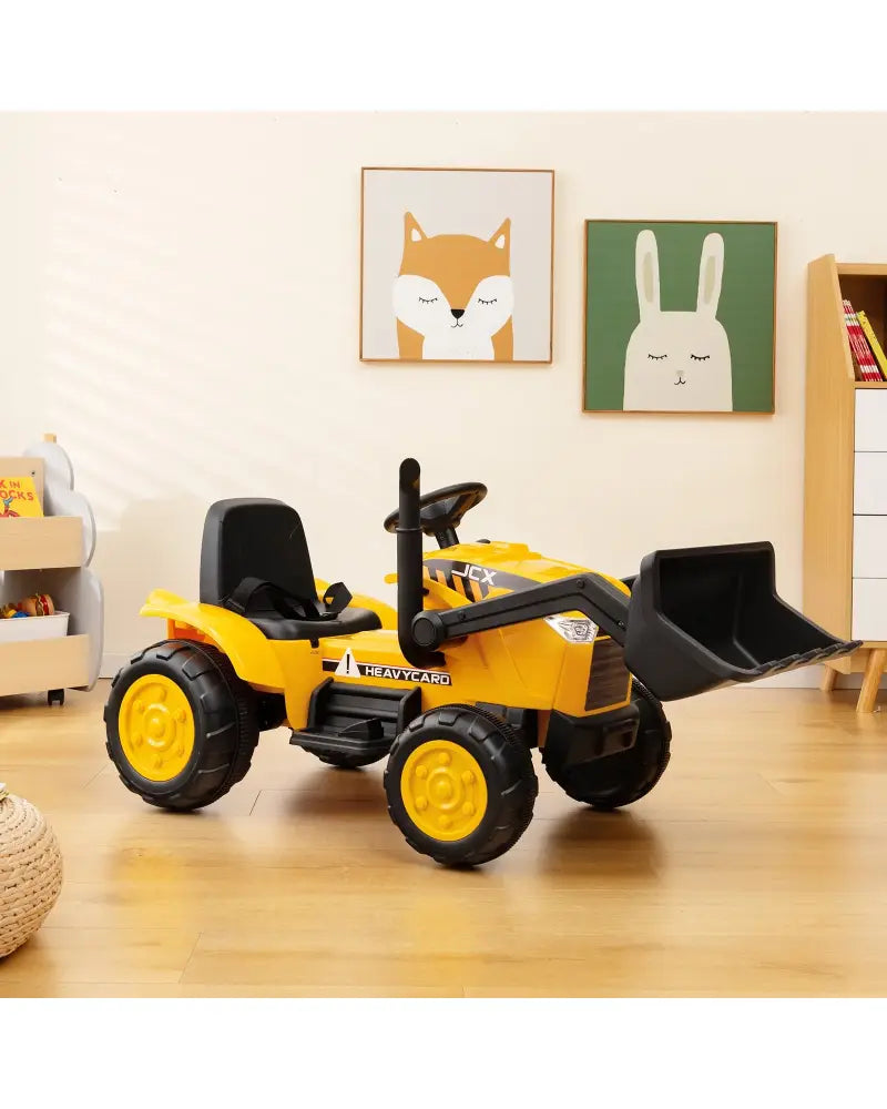 12V Kid’s Ride on Excavator with Adjustable Digging Bucket-Yellow - Yellow - Powered Ride On Toys