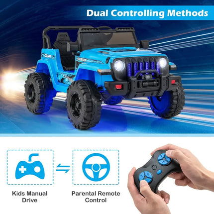 12V Kids Ride - on Jeep Car with 2.4 G Remote Control - Blue - Oasis Home Essentials