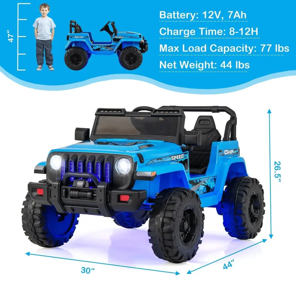 12V Kids Ride - on Jeep Car with 2.4 G Remote Control - Blue - Oasis Home Essentials