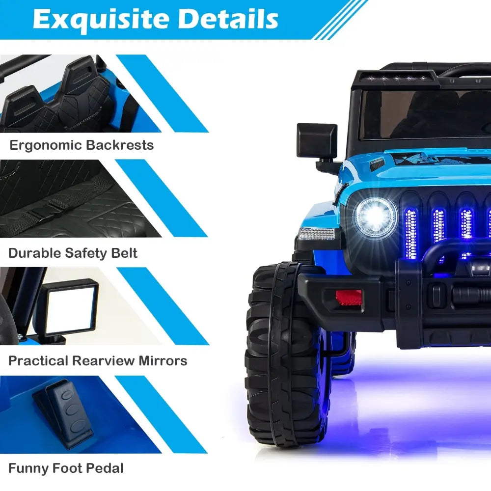 12V Kids Ride - on Jeep Car with 2.4 G Remote Control - Blue - Oasis Home Essentials