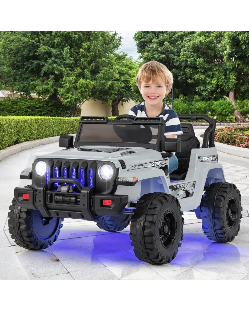 12V Kids Ride-on Jeep Car with 2.4 G Remote Control-Gray - Gray - Powered Ride On Toys