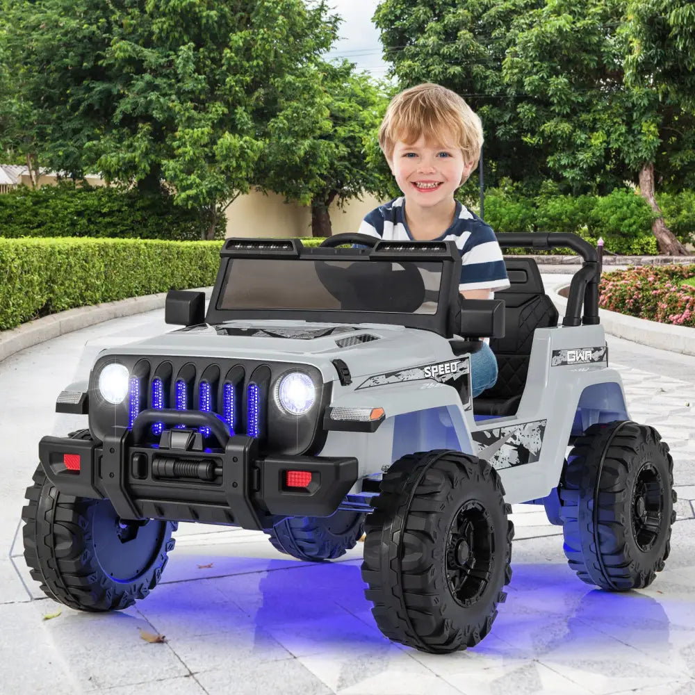 12V Kids Ride-on Jeep Car with 2.4 G Remote Control-Gray - Gray - Powered Ride On Toys