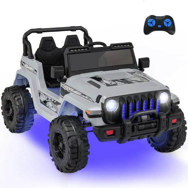 12V Kids Ride-on Jeep Car with 2.4 G Remote Control-Gray - Gray - Powered Ride On Toys
