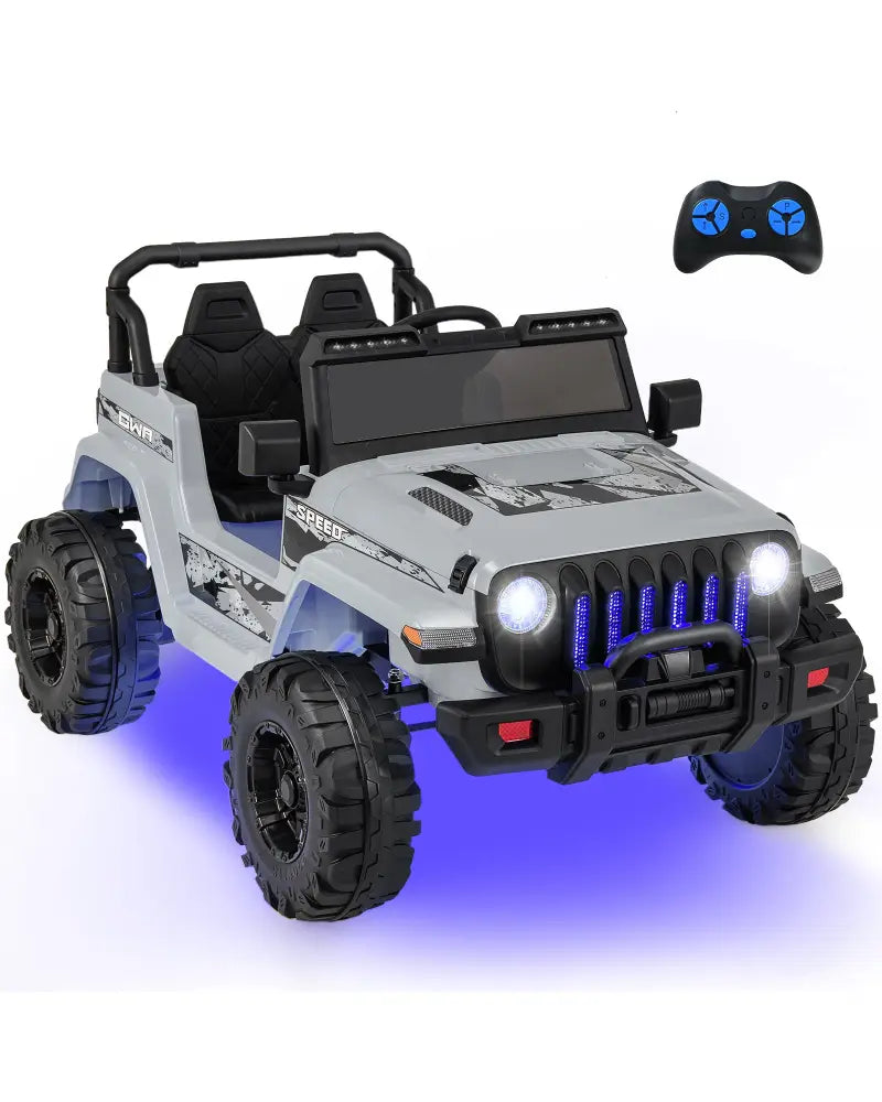 12V Kids Ride-on Jeep Car with 2.4 G Remote Control-Gray - Gray - Powered Ride On Toys