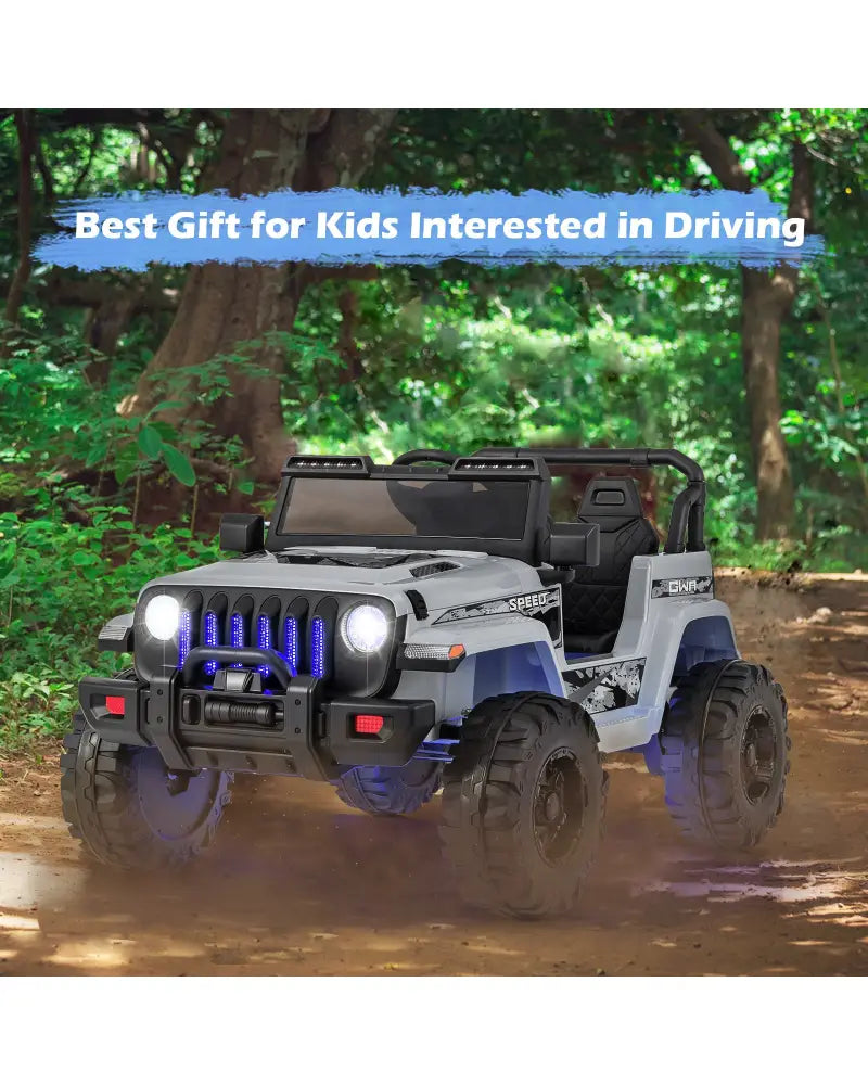12V Kids Ride-on Jeep Car with 2.4 G Remote Control-Gray - Gray - Powered Ride On Toys